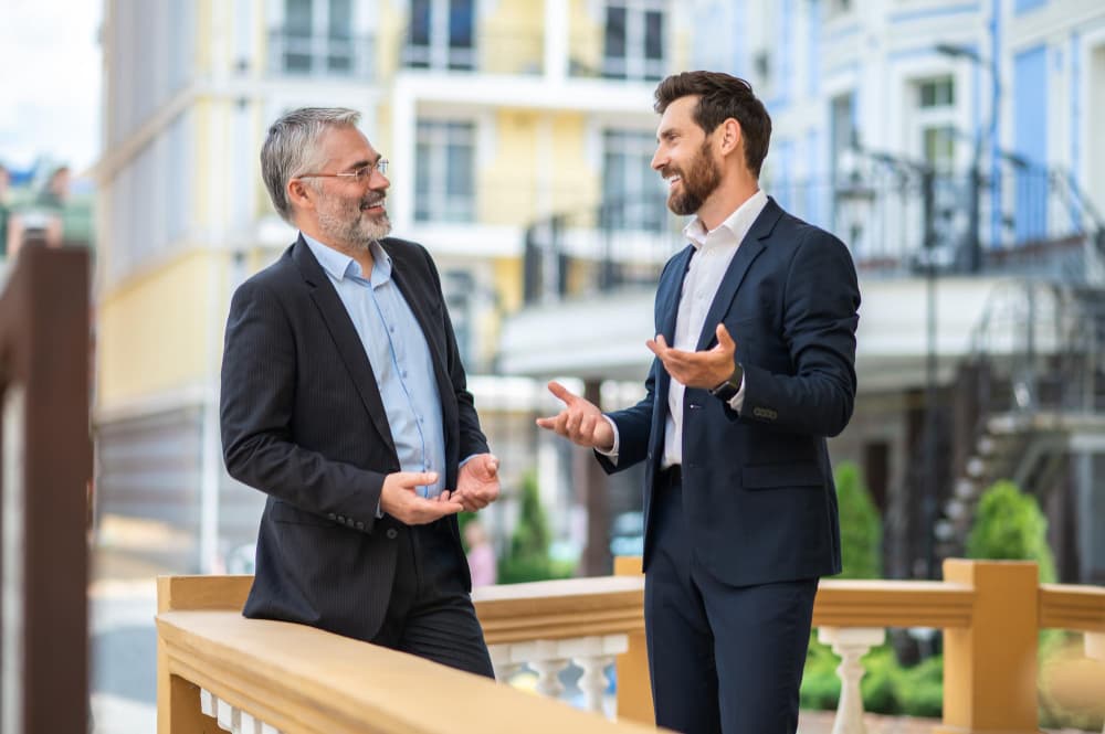 Partners discussing business opportunities